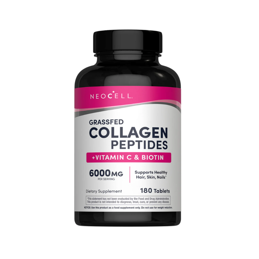 NeoCell Grassfed Collagen Peptides + C & Biotin, 180 Caplets