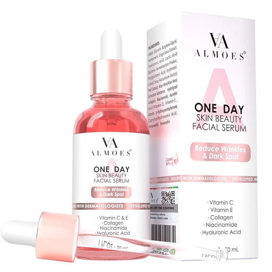 ALMOES serum 20%vitamin c , Alpha Arbutin polyglutamic acid, hyaluronic Acid vit E